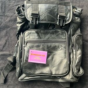Black Leather Men's Backpack